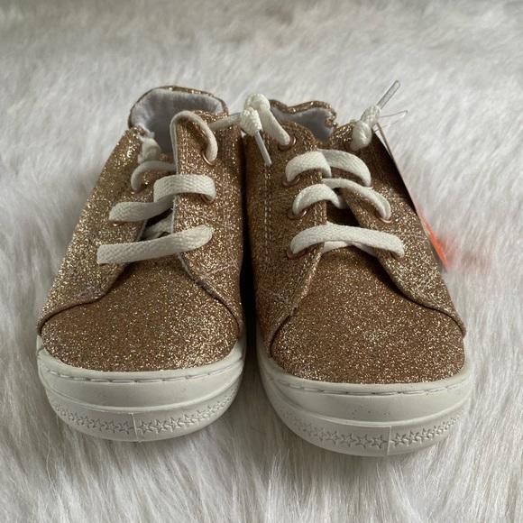 Wonder Nation Shoes Girls Size 3 Gold Sparkly Slip On Stretchy Back - Picture 2 of 6